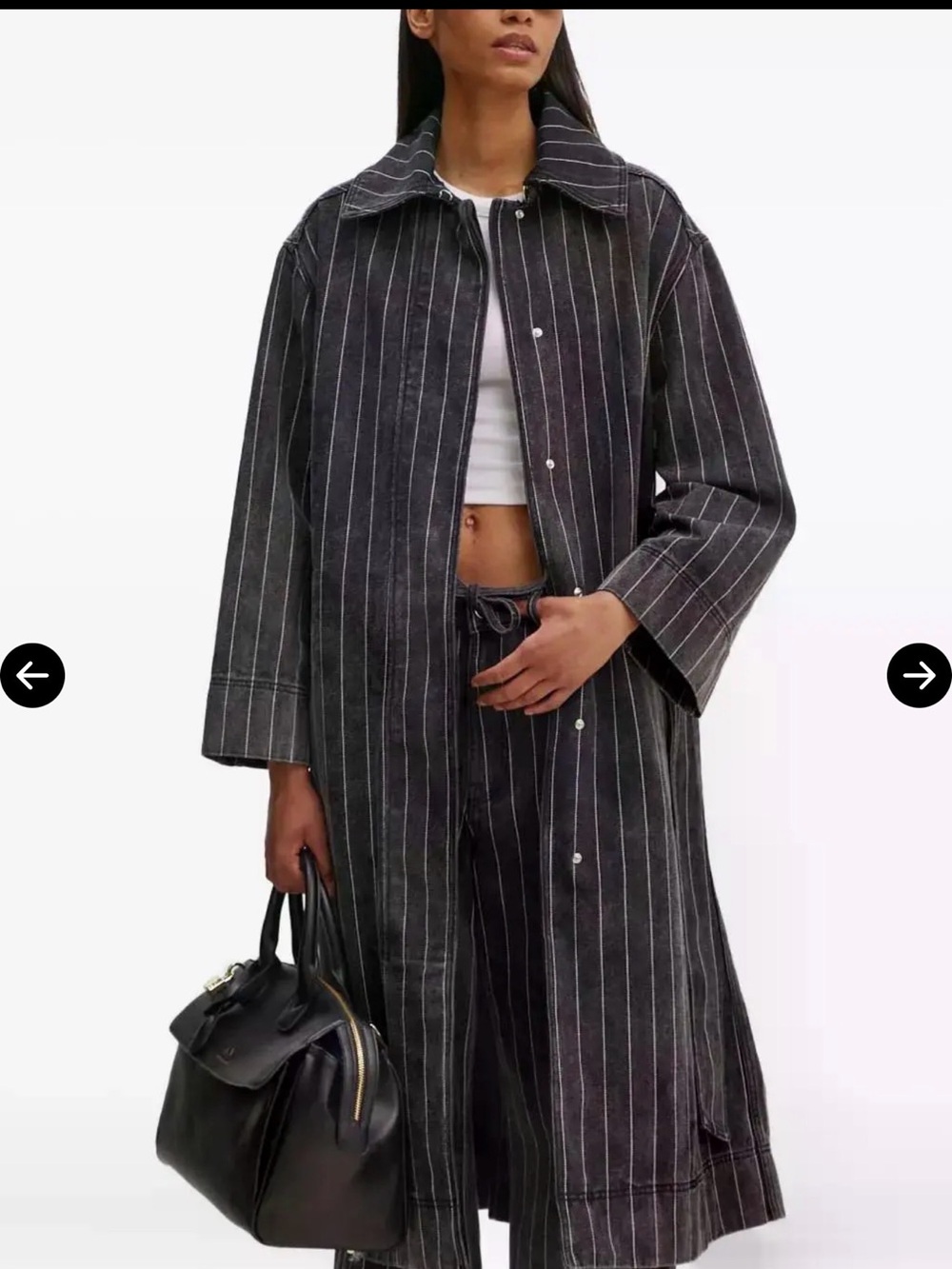 Day Birger et Mikkelsen Pinstripe Long Jean cotton Coat in Charcoal size US 8 - Picture 2 of 5